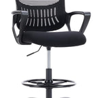 Black Swivel Rolling Office Chair With Footrest