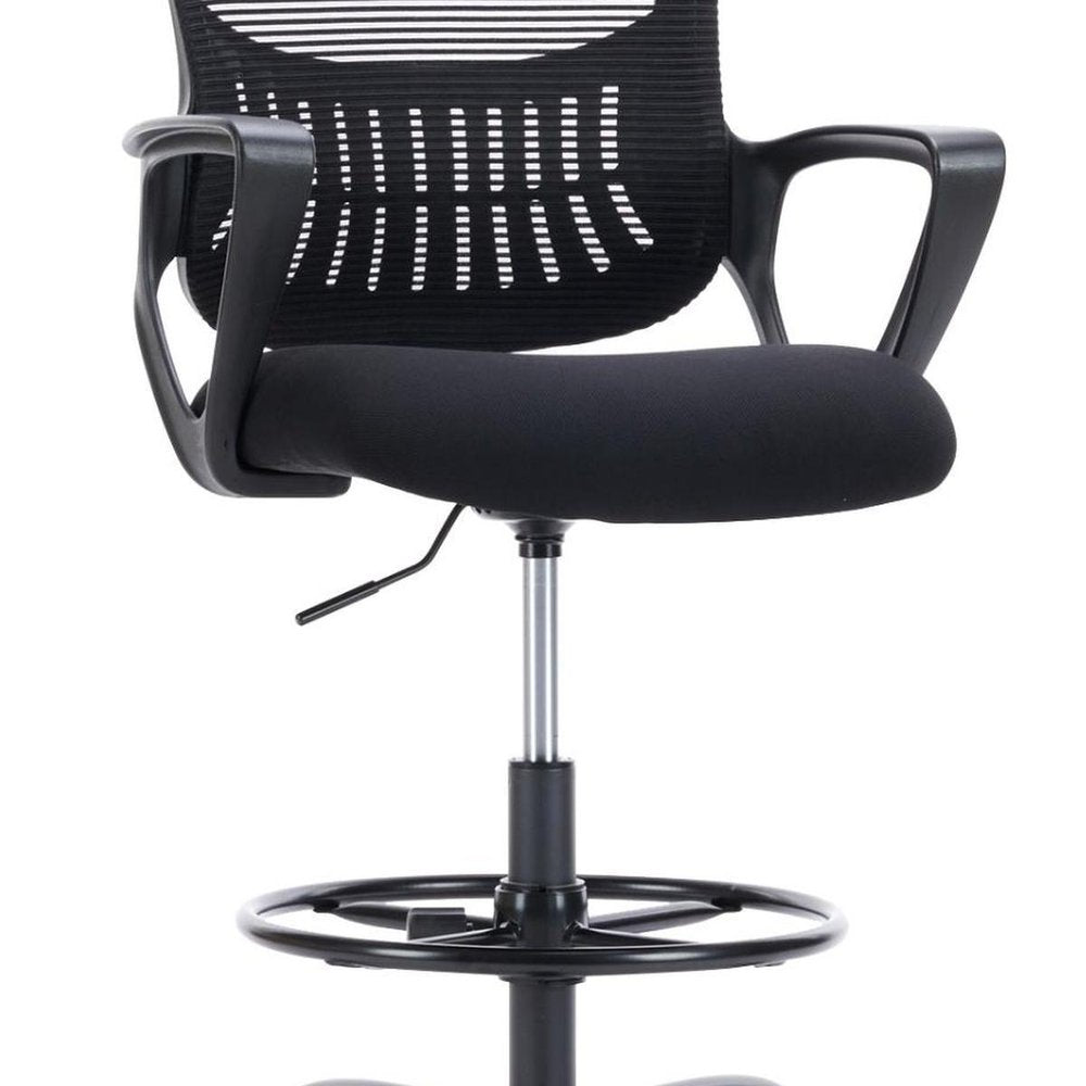 Black Swivel Rolling Office Chair With Footrest
