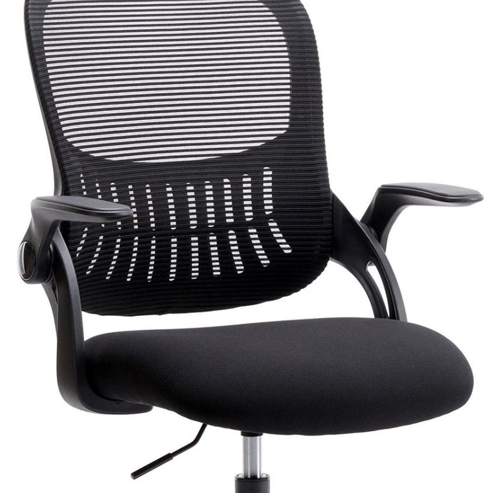 Black Swivel Rolling Office Chair With Footrest
