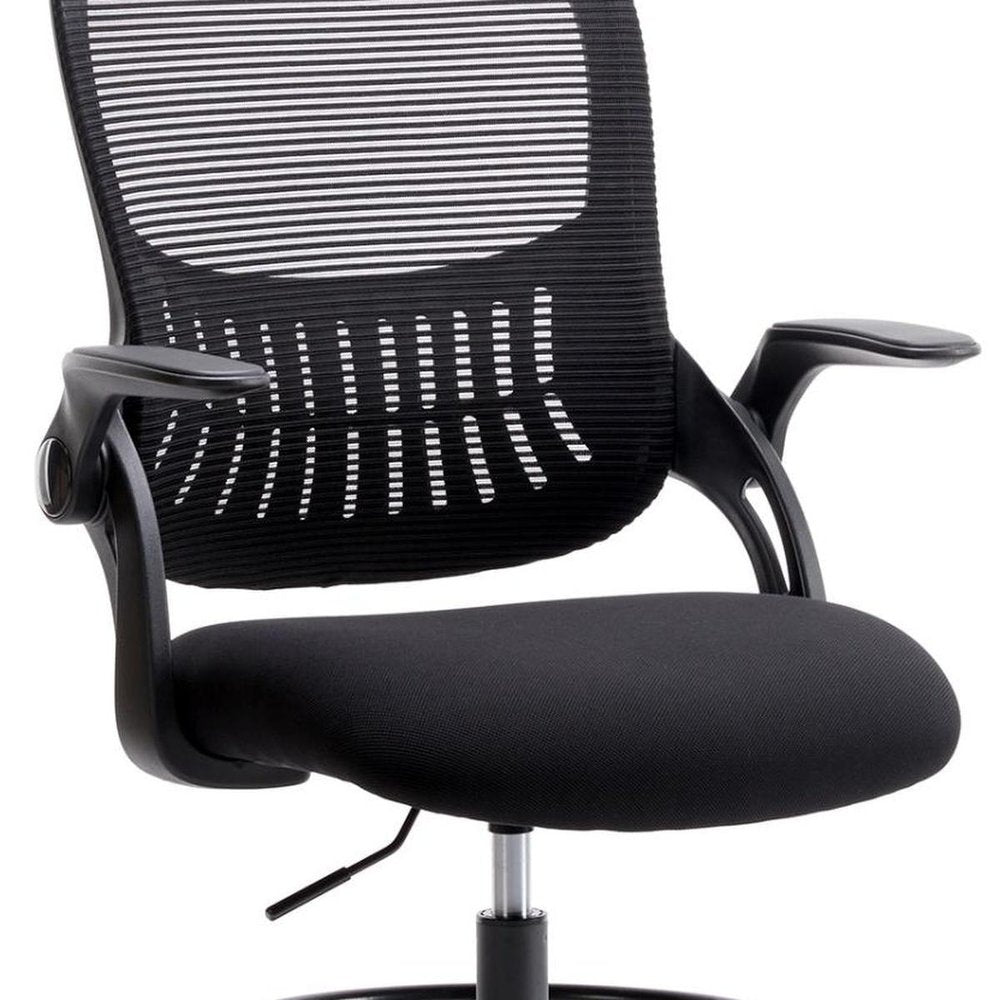 Black Swivel Rolling Office Chair With Footrest