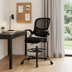 Black Swivel Rolling Office Chair With Footrest