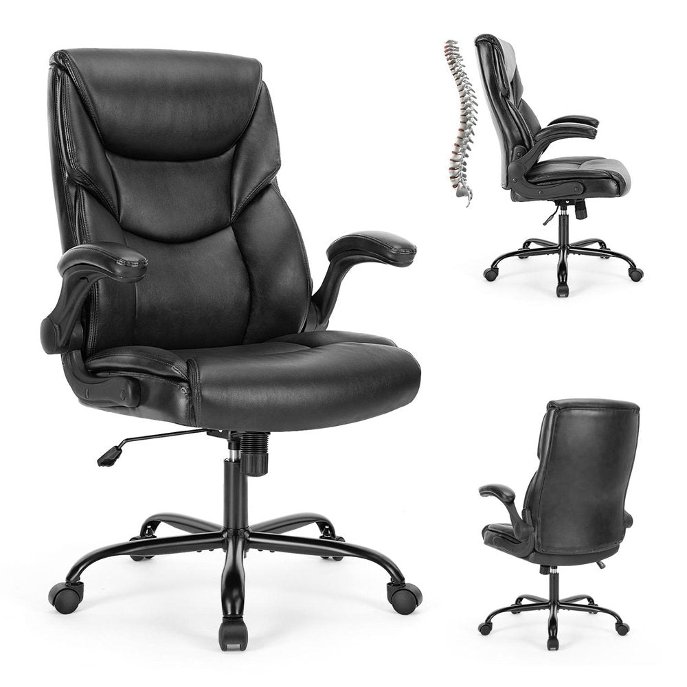Black Faux Leather Swivel Rolling Executive Office Chair