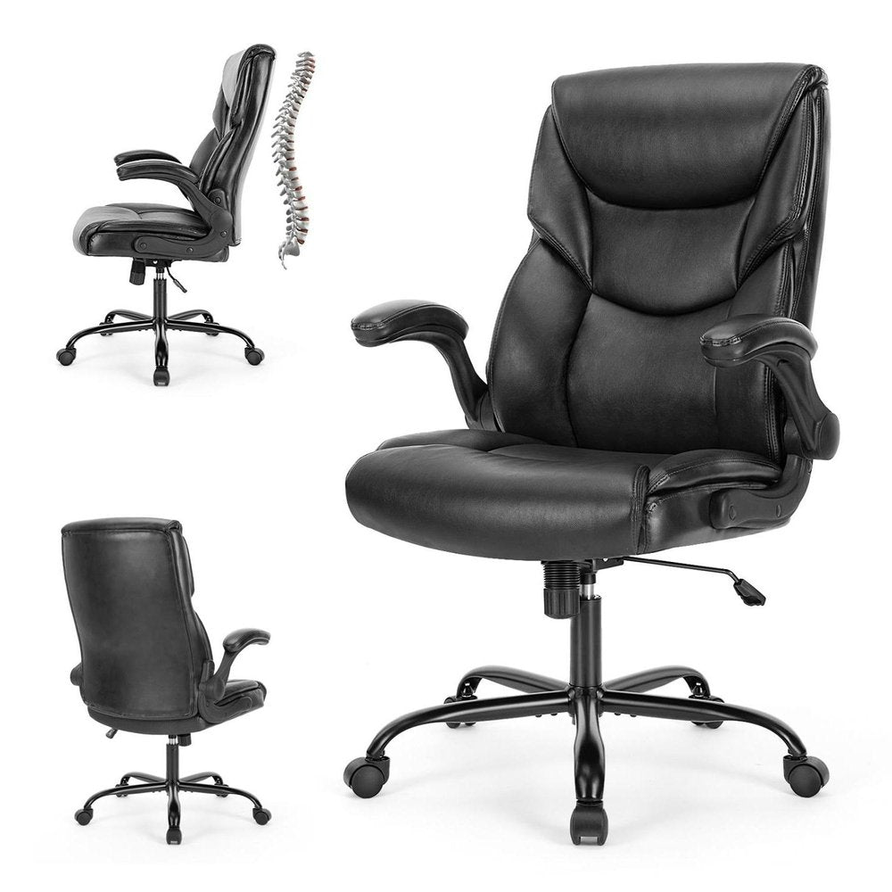 Black Faux Leather Swivel Rolling Executive Office Chair