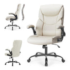 White Faux Leather Swivel Rolling Executive Office Chair