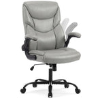 Gray Faux Leather Swivel Rolling Executive Office Chair