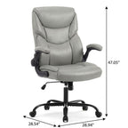 Gray Faux Leather Swivel Rolling Executive Office Chair