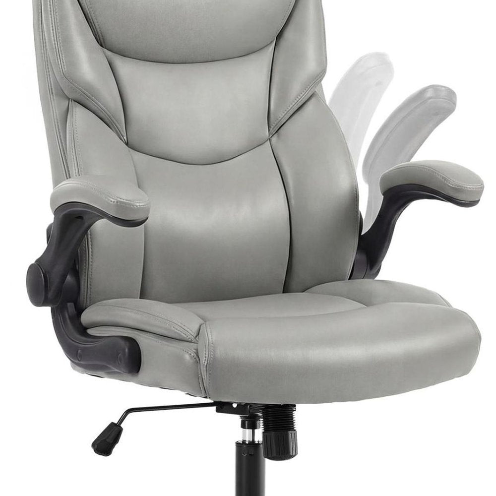 Gray Faux Leather Swivel Rolling Executive Office Chair