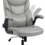 Gray Faux Leather Swivel Rolling Executive Office Chair