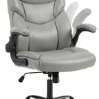 Gray Faux Leather Swivel Rolling Executive Office Chair
