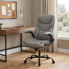 Gray Faux Leather Swivel Rolling Executive Office Chair