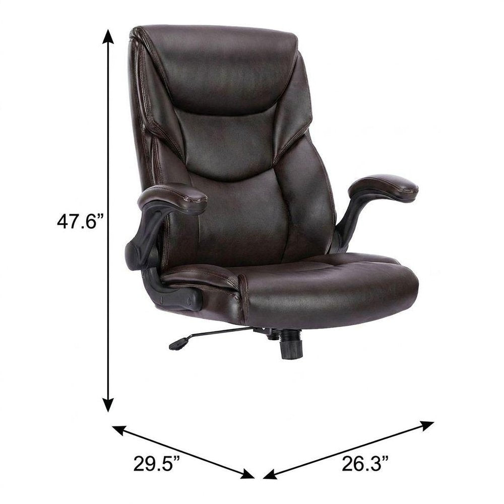 Brown Faux Leather Swivel Rolling Executive Office Chair