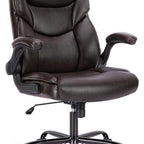 Brown Faux Leather Swivel Rolling Executive Office Chair