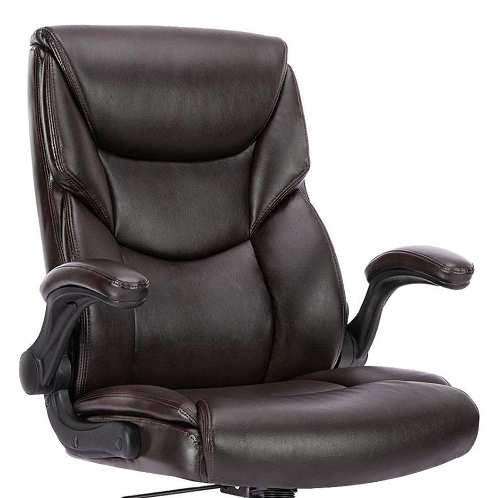 Brown Faux Leather Swivel Rolling Executive Office Chair