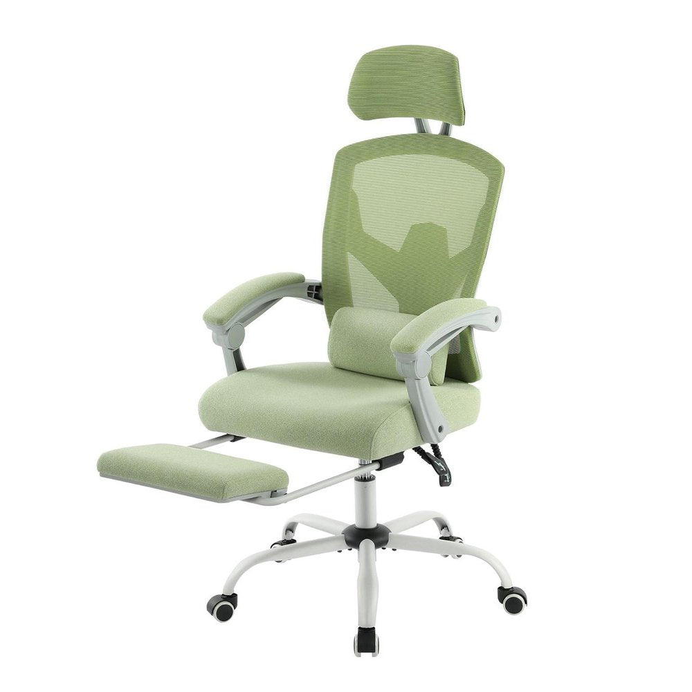 Green Swivel Rolling Office Chair With Footrest