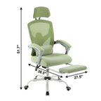 Green Swivel Rolling Office Chair With Footrest