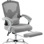 Gray Swivel Rolling Office Chair With Footrest