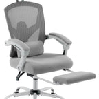 Gray Swivel Rolling Office Chair With Footrest