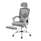 Gray Swivel Rolling Office Chair With Footrest