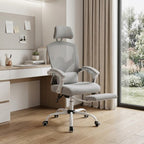 Gray Swivel Rolling Office Chair With Footrest