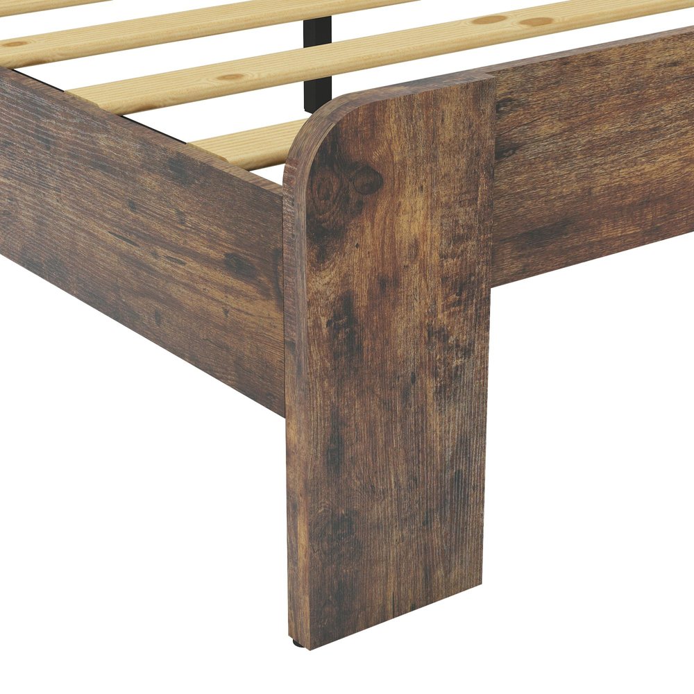 Brown Solid Wood King Bed Frame
