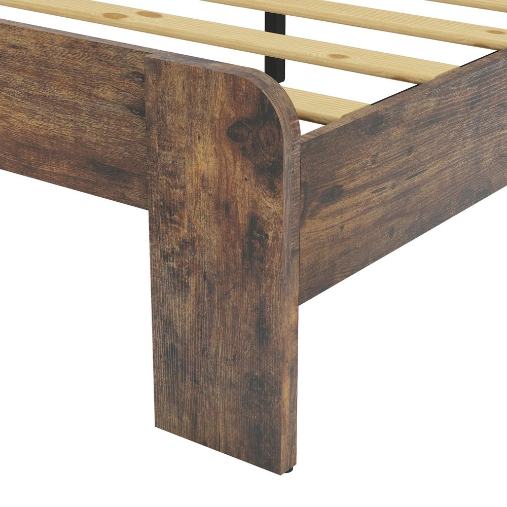 Brown Solid Wood King Bed Frame