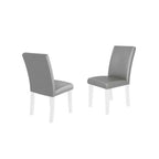 Set of Two Light Gray And White Fabric And Faux Leather And Wood Dining Side Chairs