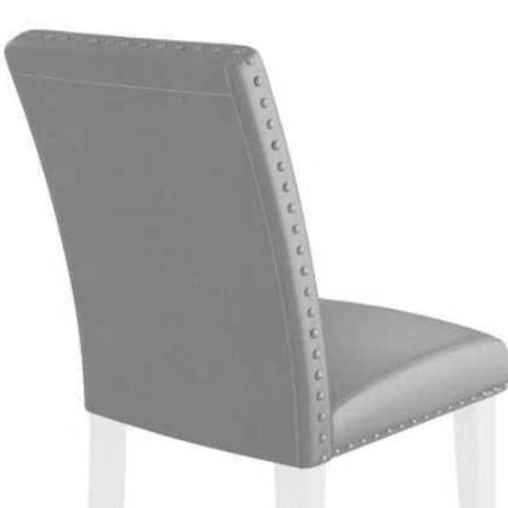 Set of Two Light Gray And White Fabric And Faux Leather And Wood Dining Side Chairs