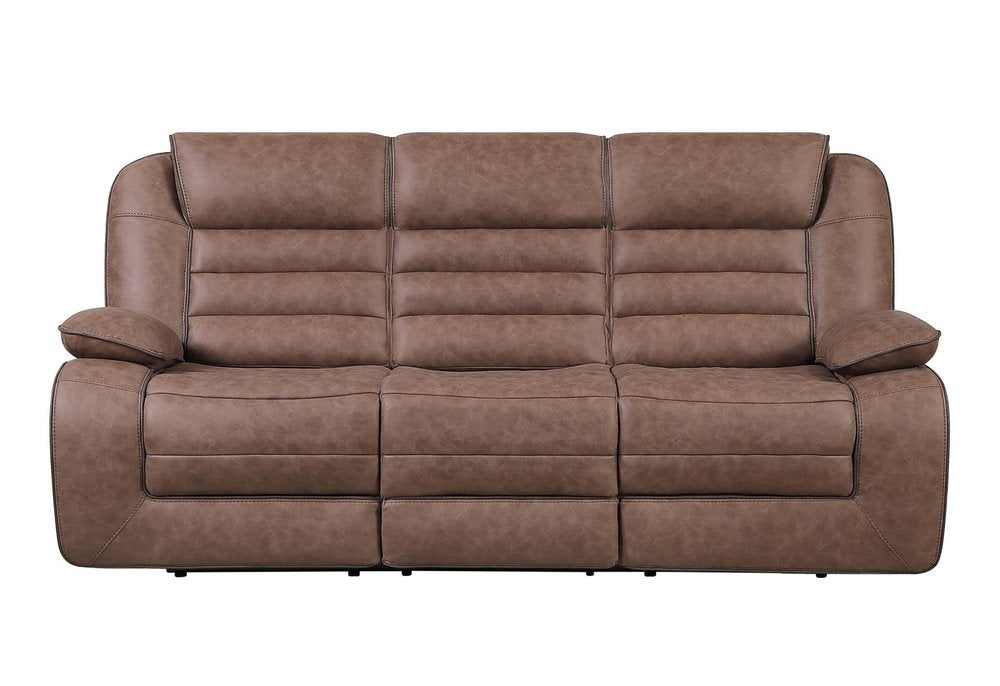 87" Brown Upholstered Reclining Sofa