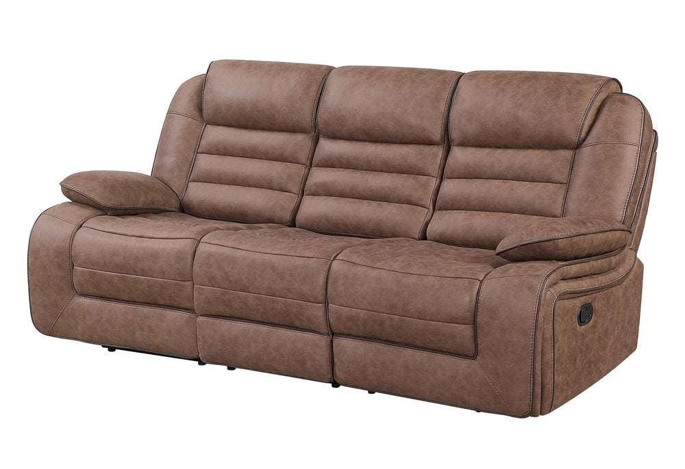87" Brown Upholstered Reclining Sofa