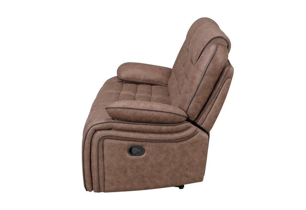 87" Brown Upholstered Reclining Sofa
