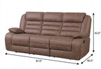 87" Brown Upholstered Reclining Sofa