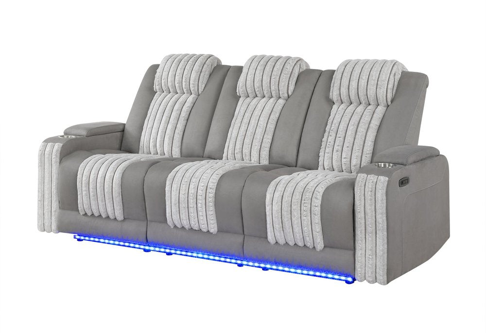 83" Gray Corduroy Reclining Wireless Charger Sofa