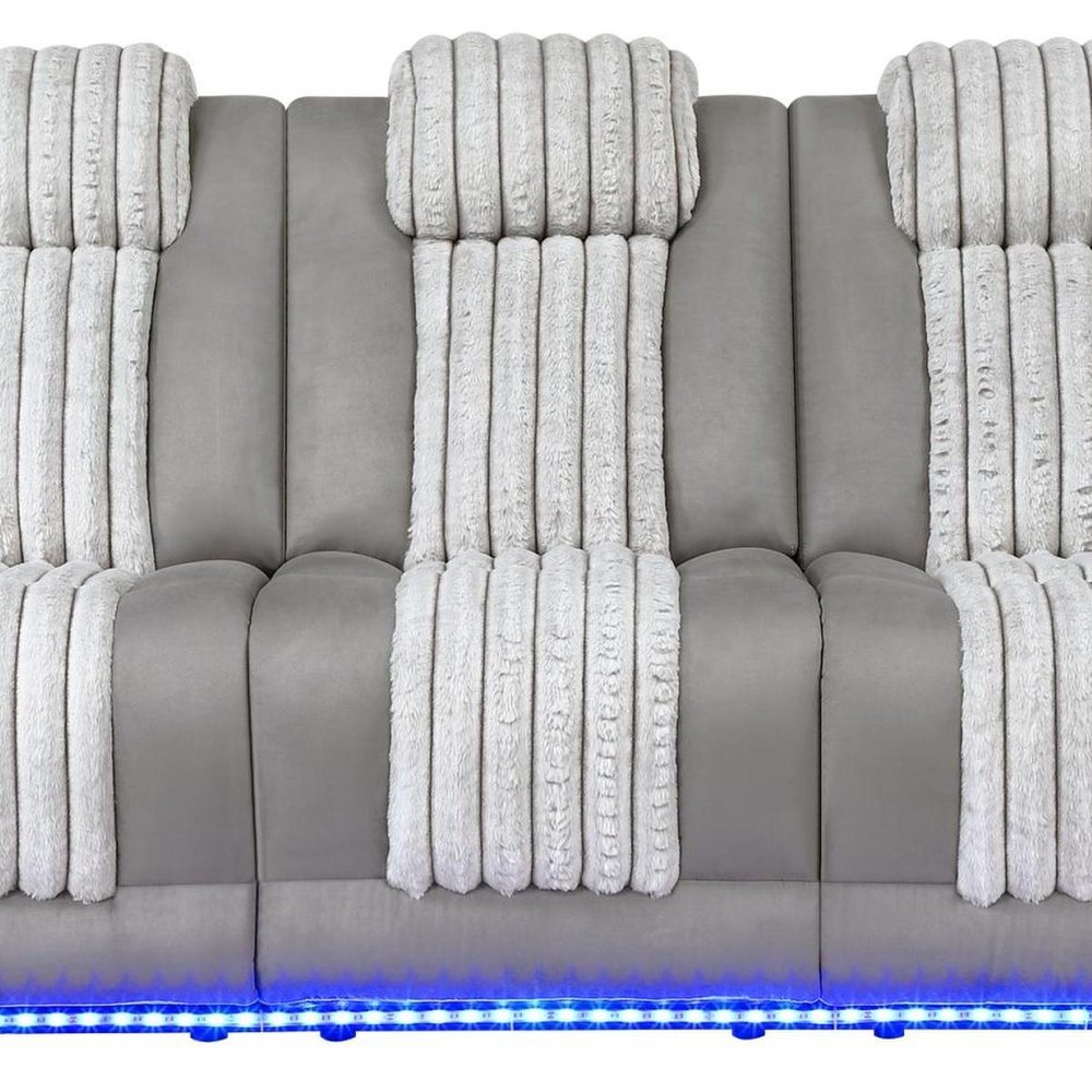 83" Gray Corduroy Reclining Wireless Charger Sofa