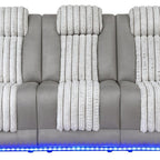 83" Gray Corduroy Reclining Wireless Charger Sofa