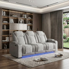 83" Gray Corduroy Reclining Wireless Charger Sofa