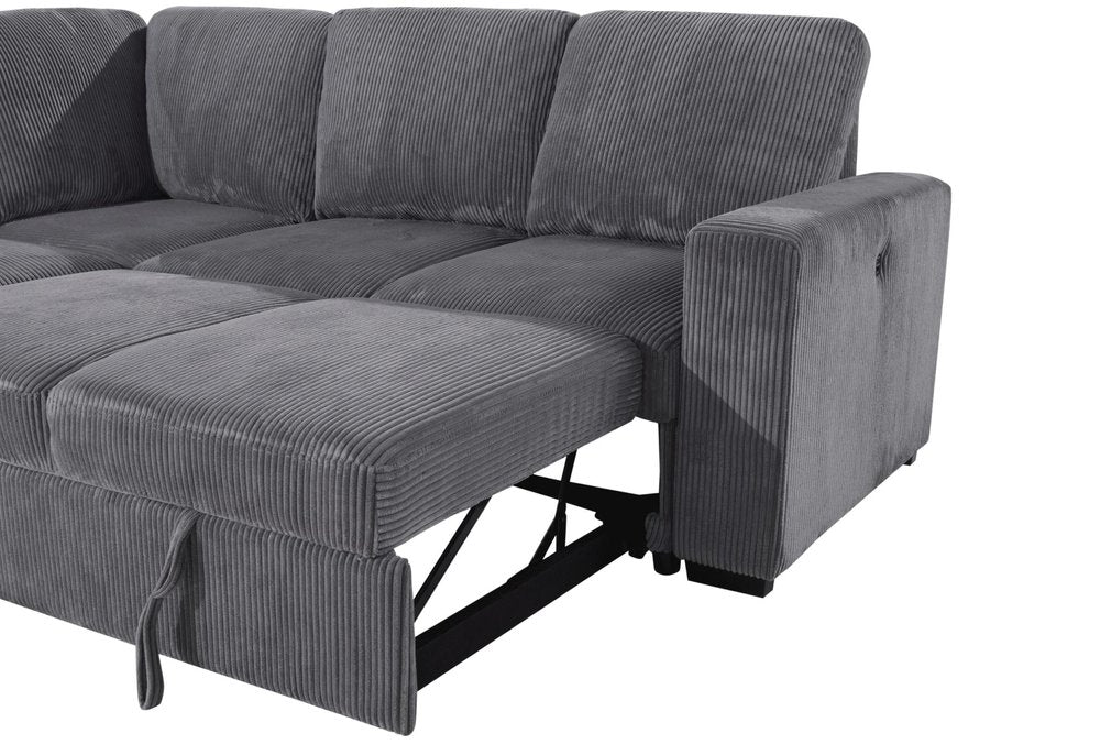 95" Gray Faux Leather Sleeper Sofa And Storage