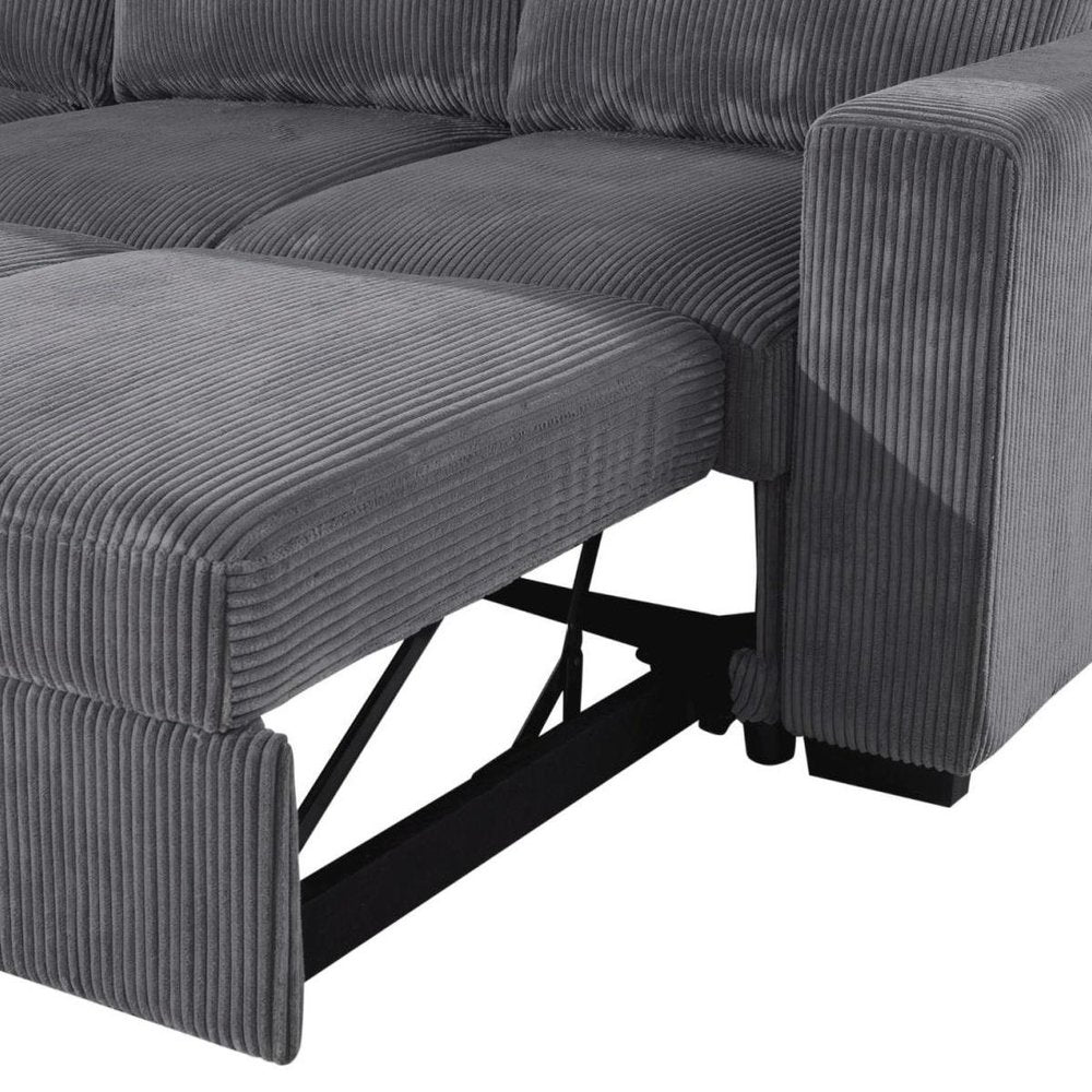 95" Gray Faux Leather Sleeper Sofa And Storage