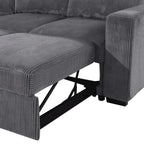95" Gray Faux Leather Sleeper Sofa And Storage
