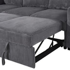 95" Gray Faux Leather Sleeper Sofa And Storage