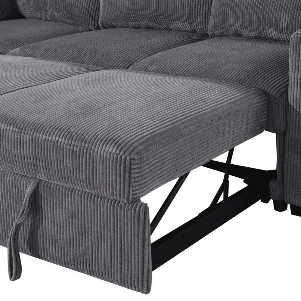 95" Gray Faux Leather Sleeper Sofa And Storage