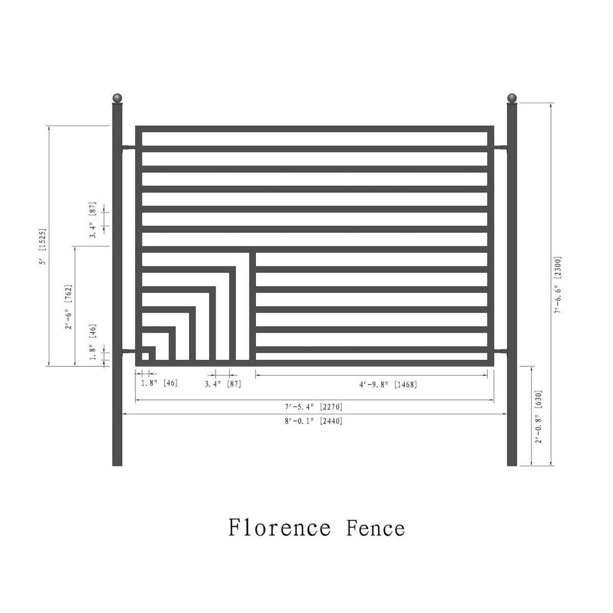 Aleko 4-Panel Fence Kit – FLORENCE Style – 8x5 ft.