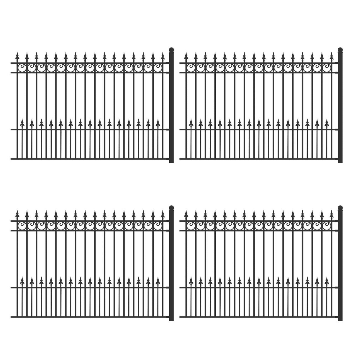 Aleko 4-Panel Steel Fence Kit – PRAGUE Style – 8x5 ft. Each
