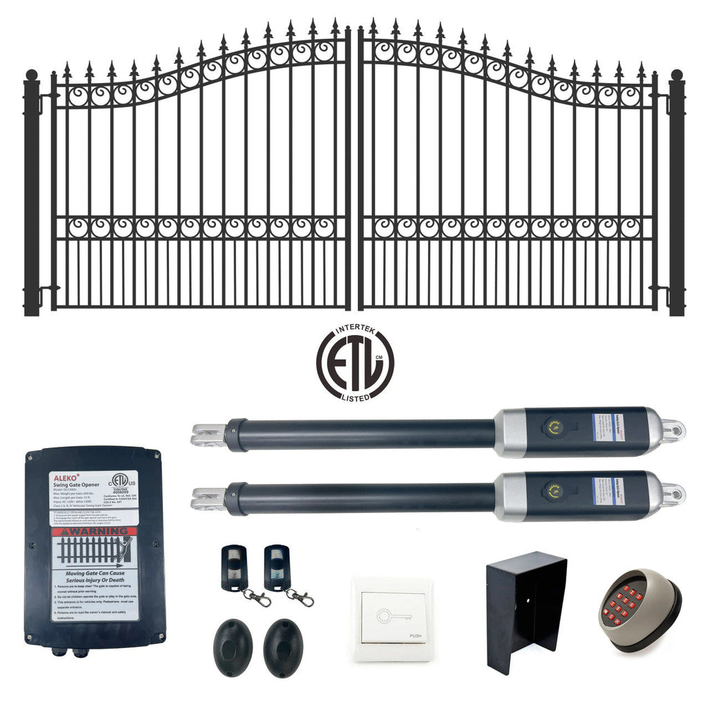 Aleko Automated Steel Dual Swing Driveway Gate and Gate