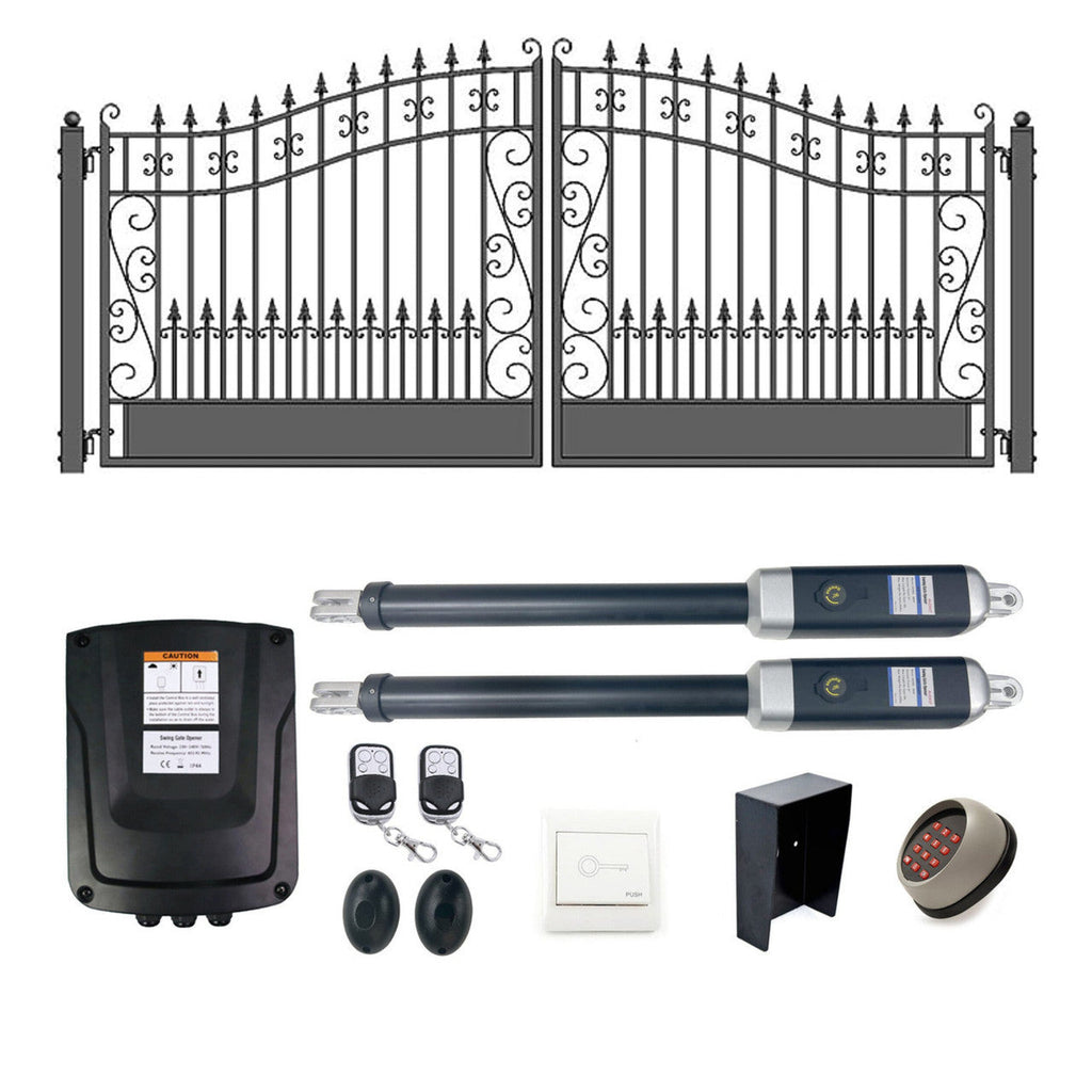 Aleko Automated Steel Dual Swing Driveway Gate and Gate