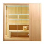 Aleko Canadian Hemlock Indoor Wet Dry Sauna with LED Lights