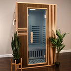 Aleko Canadian Hemlock Infrared Sauna – Brown - 1-2 Person