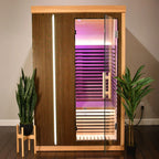 Aleko Canadian Hemlock Infrared Sauna – Walnut Finish - 1-2