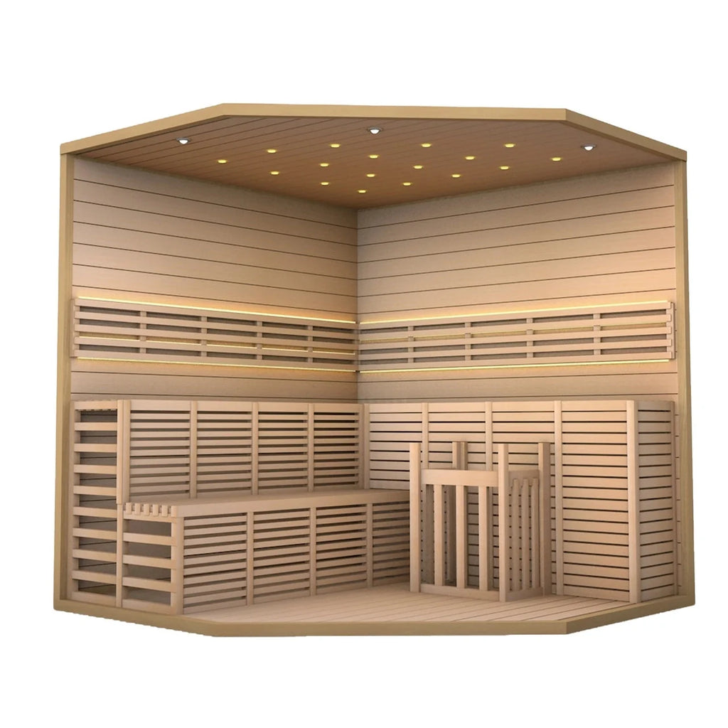 Aleko Canadian Hemlock Luxury Indoor Wet Dry Sauna with LED
