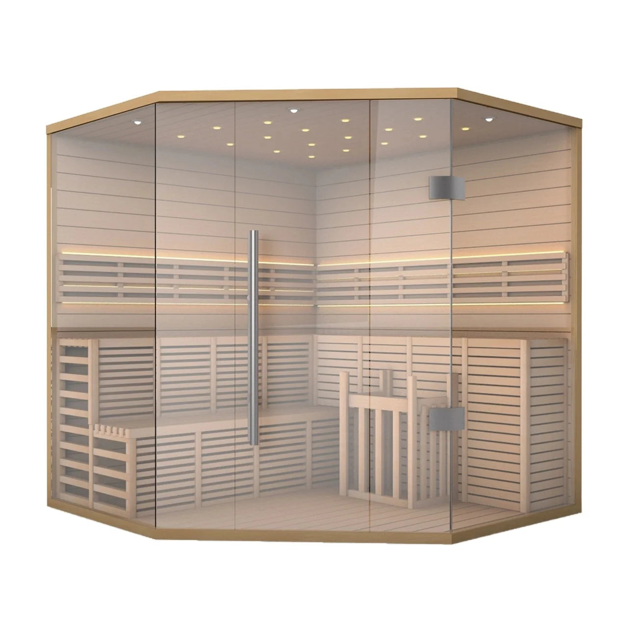 Aleko Canadian Hemlock Luxury Indoor Wet Dry Sauna with LED