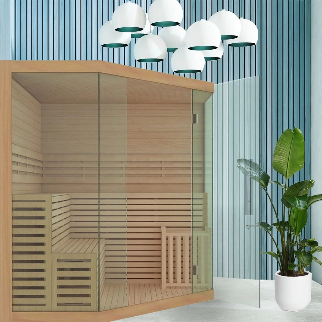 Aleko Canadian Hemlock Luxury Indoor Wet Dry Sauna with LED
